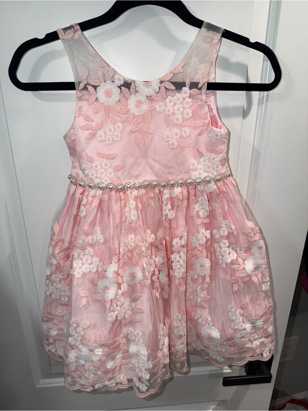 American Princess Pink Floral Embroidered Party Dress Girls Size 6